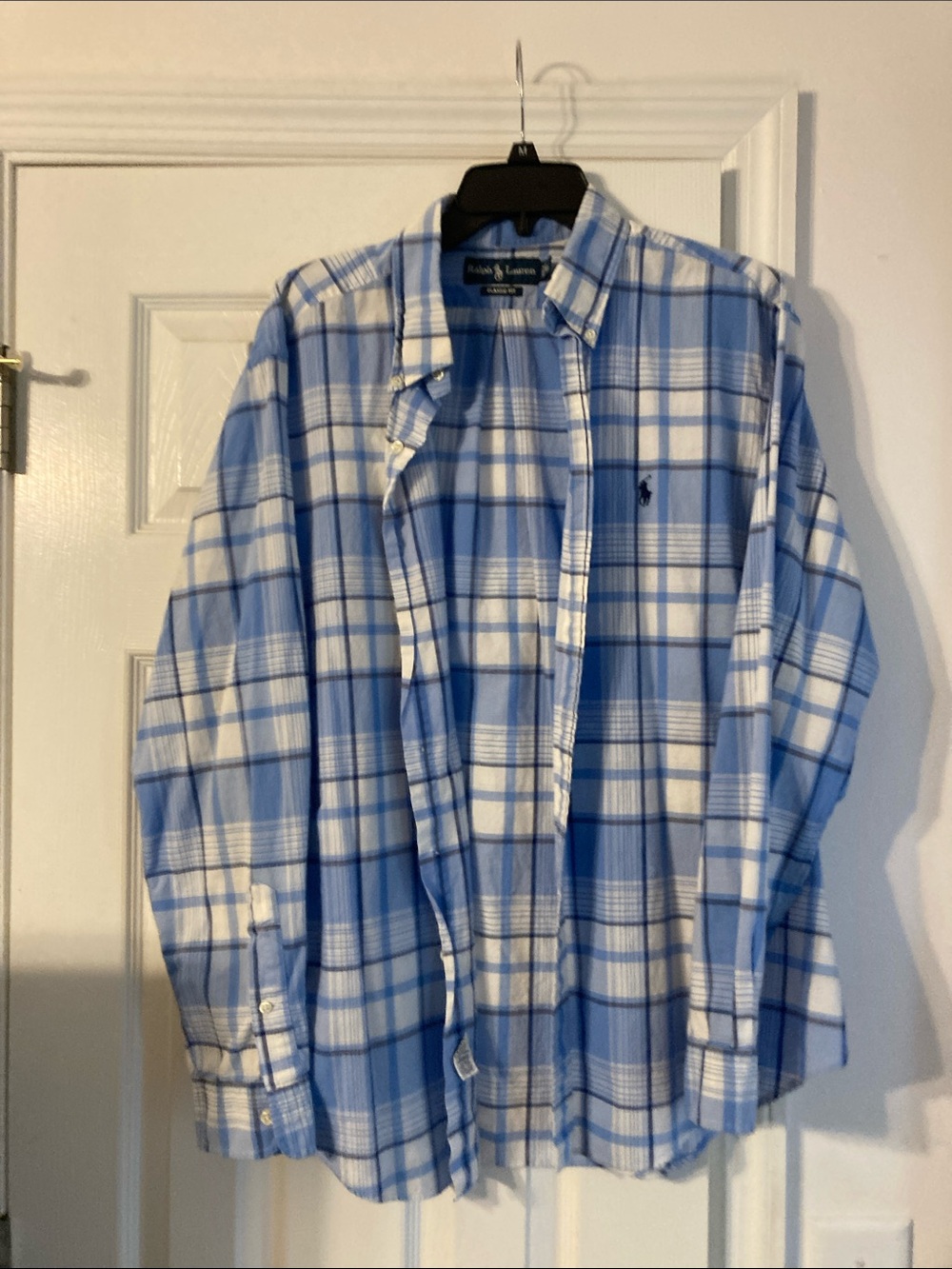 Polo by Ralph Lauren Light Blue and White Plaid Button-Down Shirt